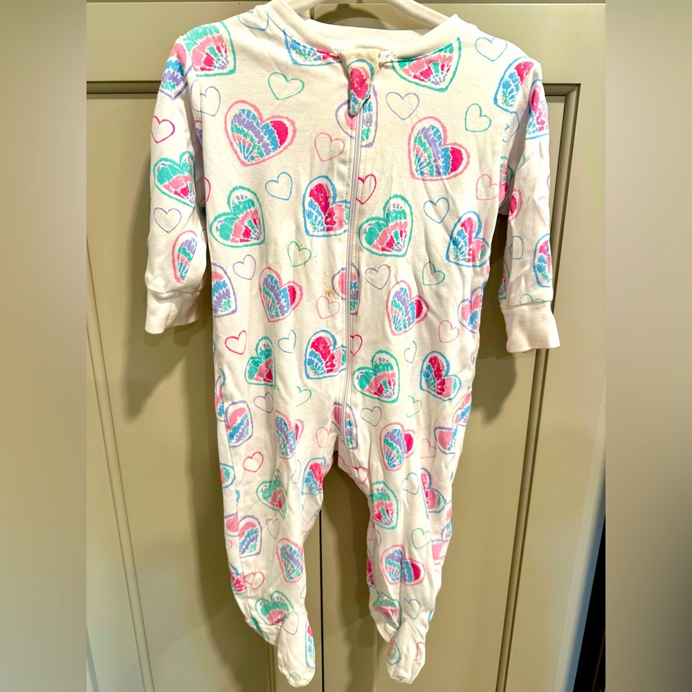 Kissy Kissy Pajamas footie pink blue hearts 9 months sleeper baby